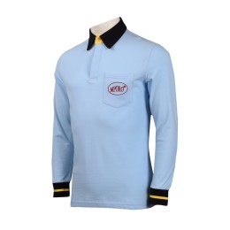 P1007 設計藍色時尚修身款男士Polo恤 撞色上下級領  LED 電燈照明行業 Polo恤專營      粉藍色撞色黑色衣領 P1007 設計藍色時尚修身款男士Polo恤 撞色上下級領  LED 電燈照明行業 Polo恤專營      粉藍色撞色黑色衣領